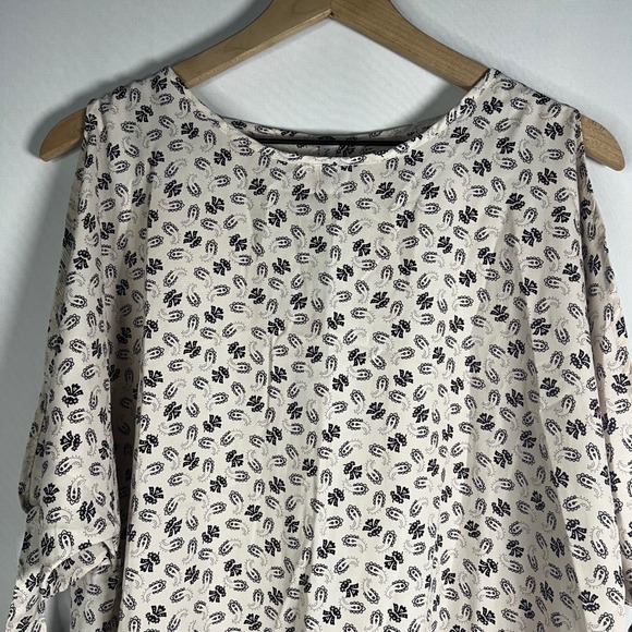 Nelco Fashion Women Small Pale Pink Paisley Printed Open Tie Sleeve Blouse USA - Picture 2 of 6